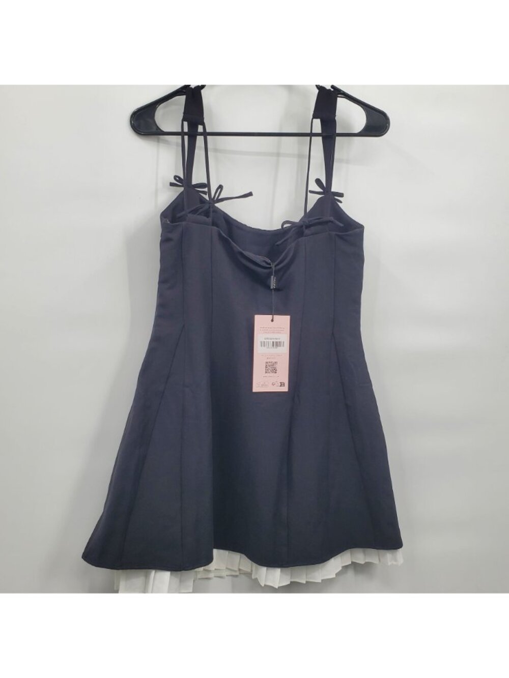 Oh Polly Cressida Bow Detail Pleated A Line Mini Dress Women Size 6 US NWT Black - Picture 4 of 14